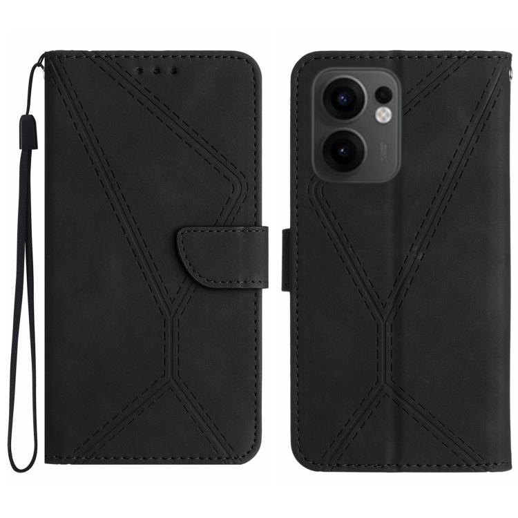 Custodia per telefono in pelle goffrata con cuciture, For OPPO A5 Pro 5G Global, For OPPO Reno13 Pro Global, For OPPO Reno13 Global, For OPPO Reno13 F 4G / 5G