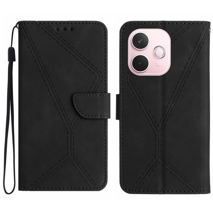 Custodia per telefono in pelle goffrata con cuciture, For OPPO A5 Pro 5G Global, For OPPO Reno13 Pro Global, For OPPO Reno13 Global, For OPPO Reno13 F 4G / 5G