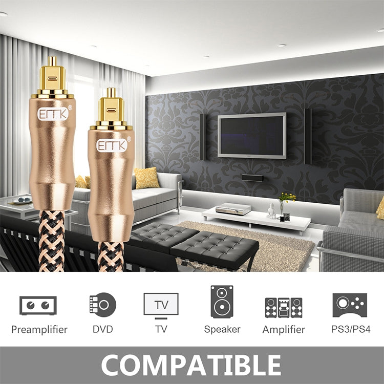 EMK Cavo di collegamento in fibra ottica audio digitale TV placcato oro, 0.5m, 1m, 1.5m, 2m, 3m, 5m, 8m, 10m, 15m, 20m, 25m, 30m