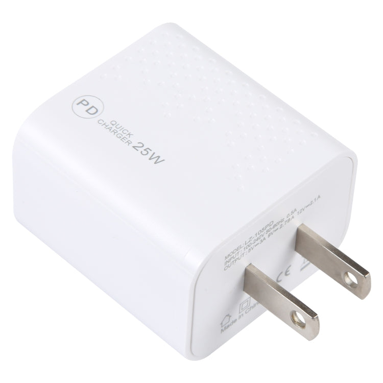 LZ-105PD Caricabatterie da viaggio con motivo a punti con porte USB-C / Type-C da 25 W, US Plug, EU Plug