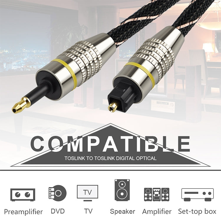 EMK Square Port to Round Port Set-top Box Cavo di collegamento in fibra ottica audio digitale, 1m, 1.5m, 2m, 3m, 5m, 10m