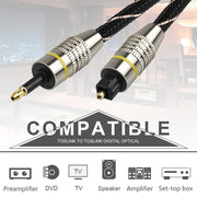 EMK Square Port to Round Port Set-top Box Cavo di collegamento in fibra ottica audio digitale, 1m, 1.5m, 2m, 3m, 5m, 10m