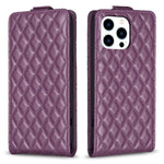 Custodia per telefono in pelle con vibrazione verticale Diamond Lattice, For iPhone 15 Pro Max, For iPhone 15 Pro, For iPhone 15 Plus, For iPhone 15