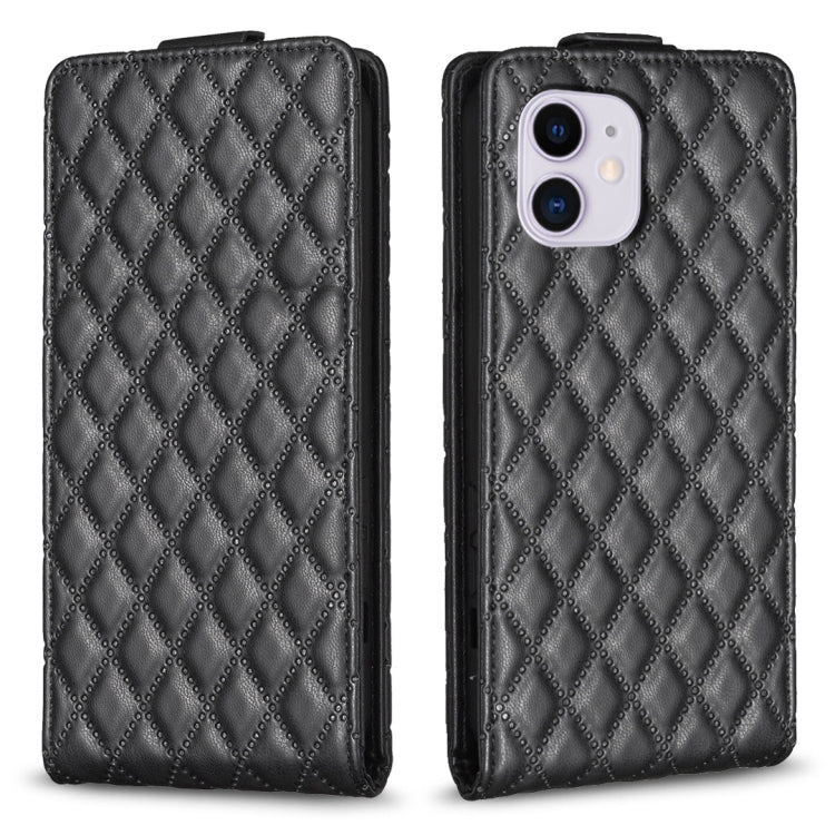 Custodia per telefono in pelle con vibrazione verticale Diamond Lattice, For iPhone 12 / 12 Pro, For iPhone 12 Pro Max, For iPhone 11 Pro Max, For iPhone 11