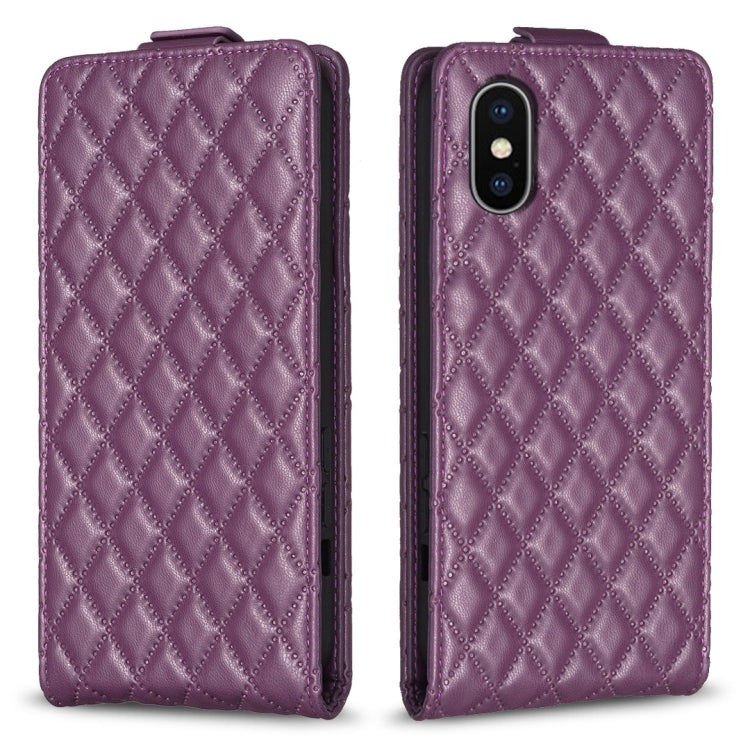 Custodia per telefono in pelle con vibrazione verticale Diamond Lattice, For iPhone 11 Pro, For iPhone X / XS, For iPhone XR, For iPhone XS Max