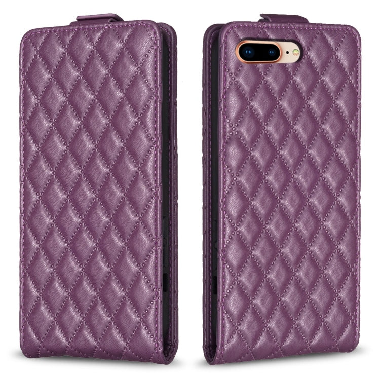 Custodia per telefono in pelle con vibrazione verticale Diamond Lattice, For iPhone 7 Plus / 8 Plus