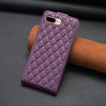 Custodia per telefono in pelle con vibrazione verticale Diamond Lattice, For iPhone 7 Plus / 8 Plus