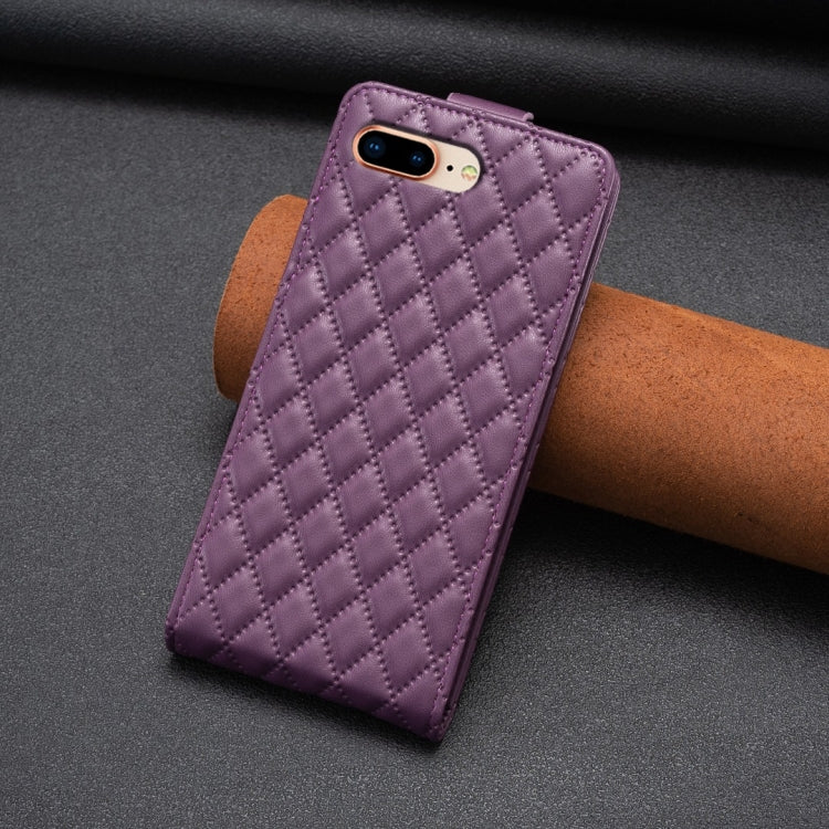 Custodia per telefono in pelle con vibrazione verticale Diamond Lattice, For iPhone 7 Plus / 8 Plus