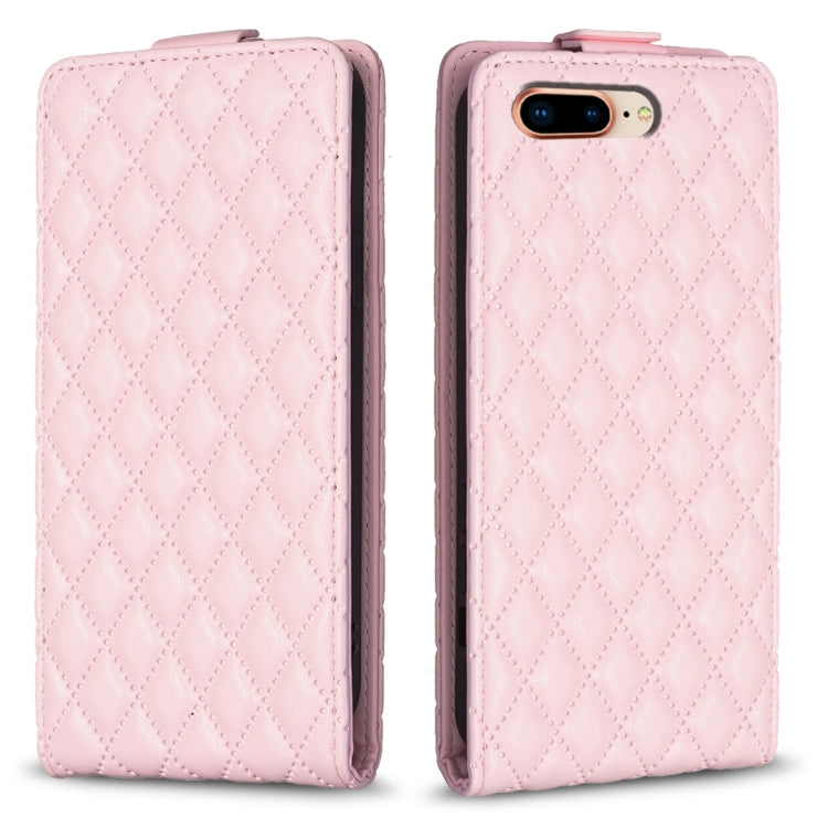 Custodia per telefono in pelle con vibrazione verticale Diamond Lattice, For iPhone 7 Plus / 8 Plus