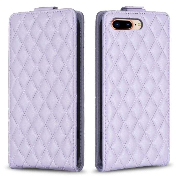 Custodia per telefono in pelle con vibrazione verticale Diamond Lattice, For iPhone 7 Plus / 8 Plus