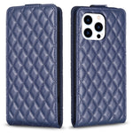 Custodia per telefono in pelle con vibrazione verticale Diamond Lattice, For iPhone 16 Pro Max, For iPhone 16 Pro, For iPhone 16 Plus, For iPhone 16