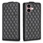Custodia per telefono in pelle con vibrazione verticale Diamond Lattice, For iPhone 16 Pro Max, For iPhone 16 Pro, For iPhone 16 Plus, For iPhone 16