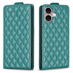 Custodia per telefono in pelle con vibrazione verticale Diamond Lattice, For iPhone 16 Pro Max, For iPhone 16 Pro, For iPhone 16 Plus, For iPhone 16