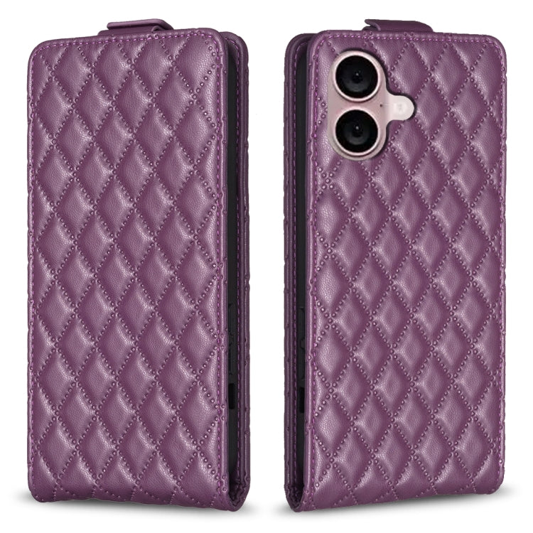 Custodia per telefono in pelle con vibrazione verticale Diamond Lattice, For iPhone 16 Pro Max, For iPhone 16 Pro, For iPhone 16 Plus, For iPhone 16