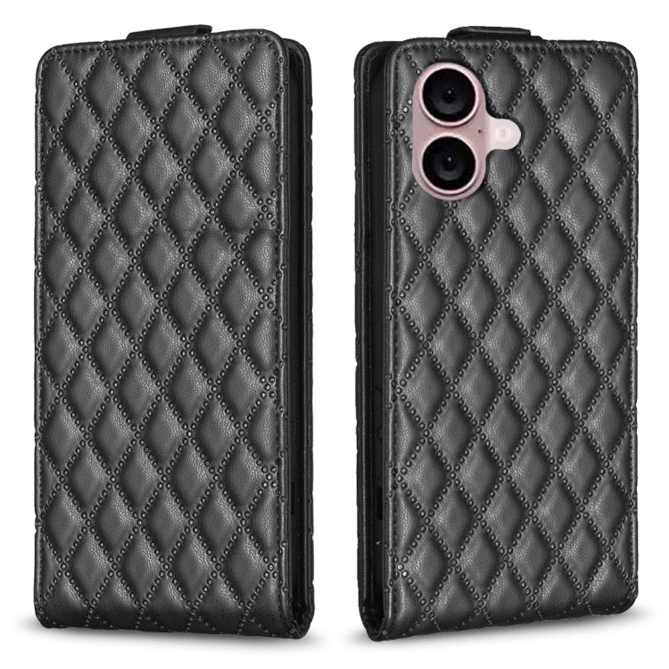 Custodia per telefono in pelle con vibrazione verticale Diamond Lattice, For iPhone 16 Pro Max, For iPhone 16 Pro, For iPhone 16 Plus, For iPhone 16