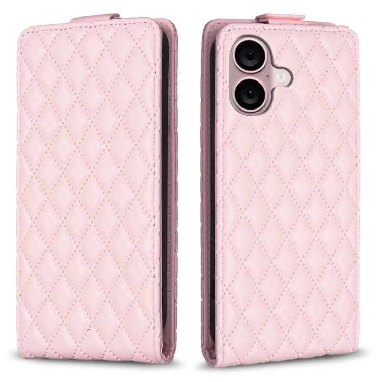Custodia per telefono in pelle con vibrazione verticale Diamond Lattice, For iPhone 16 Pro Max, For iPhone 16 Pro, For iPhone 16 Plus, For iPhone 16