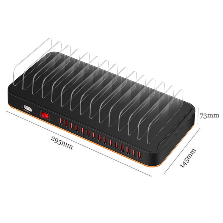 WLX-815P 180W 15 porte Caricatore intelligente per dock di ricarica rapida USB con supporto, 180W US Plug, 180W EU Plug, 180W UK Plug, 180W AU Plug