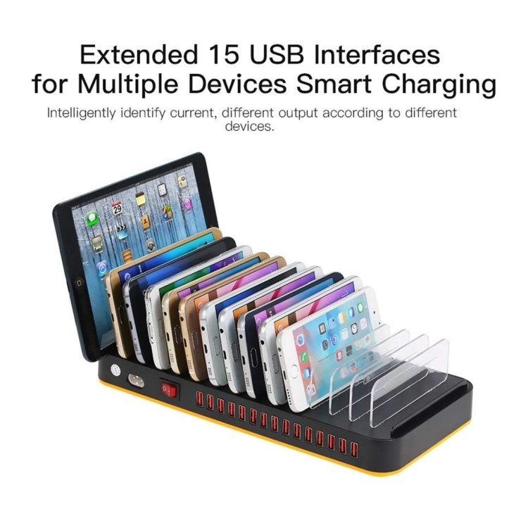 WLX-815P 180W 15 porte Caricatore intelligente per dock di ricarica rapida USB con supporto, 180W US Plug, 180W EU Plug, 180W UK Plug, 180W AU Plug