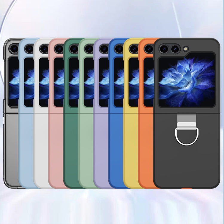 Custodia per telefono pieghevole in silicone Skin Feel con anello, For Samsung Galaxy Z Flip5
