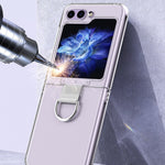 Custodia per telefono pieghevole in silicone Skin Feel con anello, For Samsung Galaxy Z Flip5