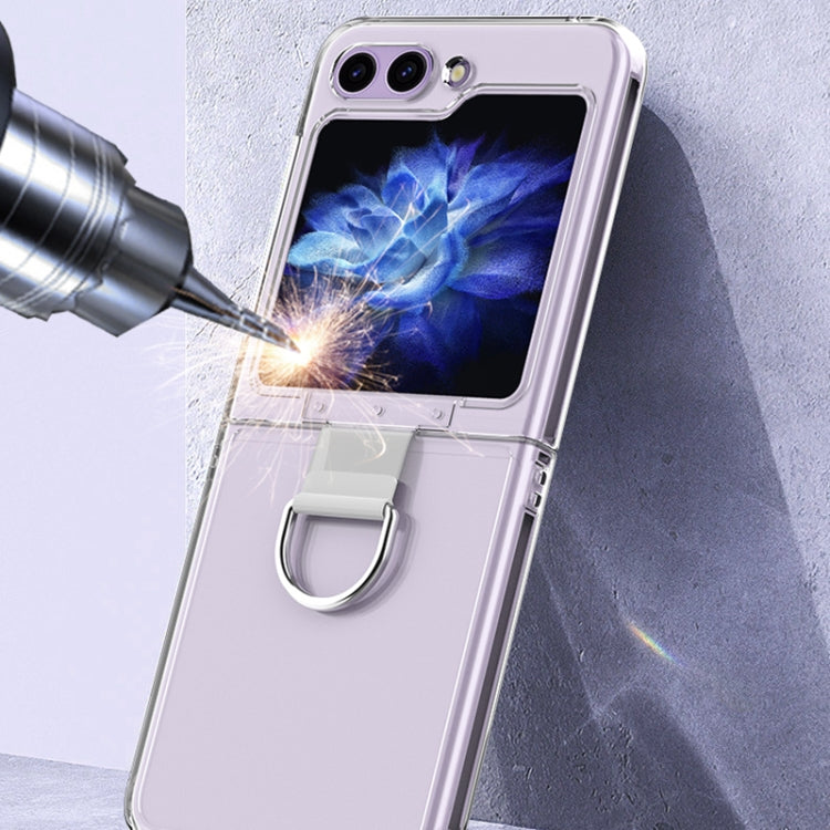 Custodia per telefono pieghevole in silicone Skin Feel con anello, For Samsung Galaxy Z Flip5
