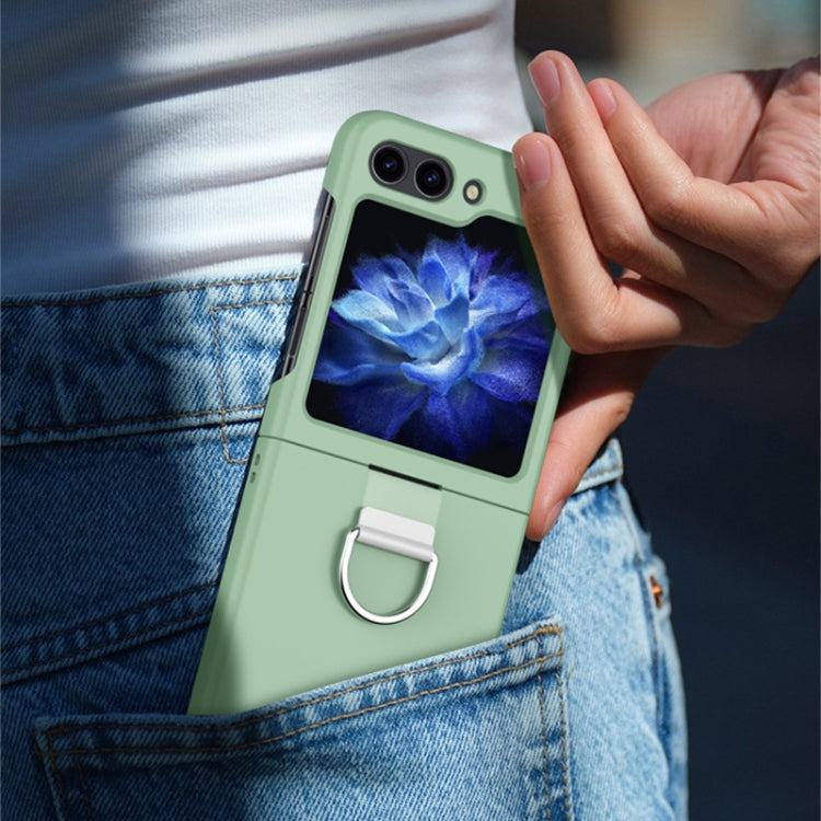 Custodia per telefono pieghevole in silicone Skin Feel con anello, For Samsung Galaxy Z Flip5