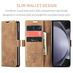 CaseMe-013 Cassa del telefono di cuoio smerigliata retro multifunzionale, For Samsung Galaxy Z Fold5