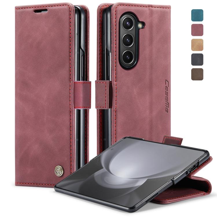 CaseMe-013 Cassa del telefono di cuoio smerigliata retro multifunzionale, For Samsung Galaxy Z Fold5