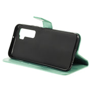 Custodia in pelle a ribalta orizzontale con motivo in rilievo albero e gatto con supporto e fessure per carte, portafoglio e cordino, For Huawei Nova 7 SE, For Huawei Nova 7