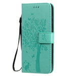 Custodia in pelle a ribalta orizzontale con motivo in rilievo albero e gatto con supporto e fessure per carte, portafoglio e cordino, For Nokia 2.3, For Samsung Galaxy A21s