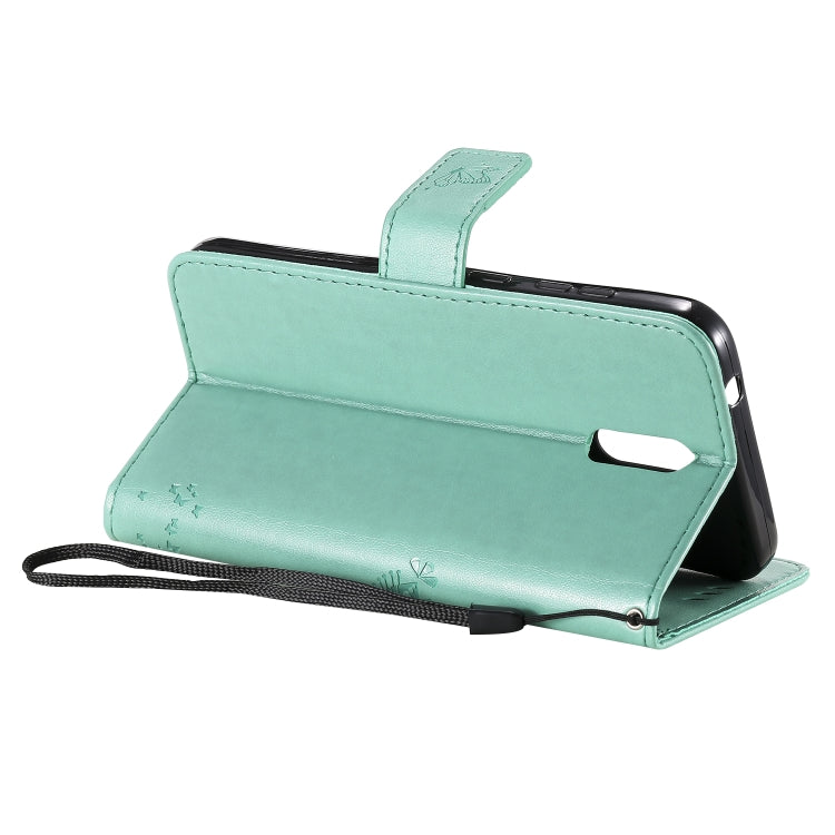 Custodia in pelle a ribalta orizzontale con motivo in rilievo albero e gatto con supporto e fessure per carte, portafoglio e cordino, For Nokia 2.3, For Samsung Galaxy A21s
