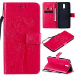 Custodia in pelle a ribalta orizzontale con motivo in rilievo albero e gatto con supporto e fessure per carte, portafoglio e cordino, For Nokia 2.3, For Samsung Galaxy A21s