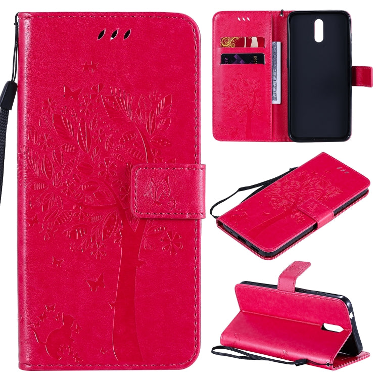 Custodia in pelle a ribalta orizzontale con motivo in rilievo albero e gatto con supporto e fessure per carte, portafoglio e cordino, For Nokia 2.3, For Samsung Galaxy A21s