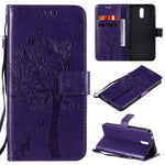 Custodia in pelle a ribalta orizzontale con motivo in rilievo albero e gatto con supporto e fessure per carte, portafoglio e cordino, For Nokia 2.3, For Samsung Galaxy A21s