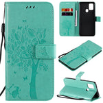 Custodia in pelle a ribalta orizzontale con motivo in rilievo albero e gatto con supporto e fessure per carte, portafoglio e cordino, For Nokia 2.3, For Samsung Galaxy A21s