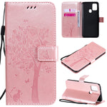 Custodia in pelle a ribalta orizzontale con motivo in rilievo albero e gatto con supporto e fessure per carte, portafoglio e cordino, For Nokia 2.3, For Samsung Galaxy A21s