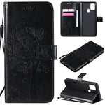 Custodia in pelle a ribalta orizzontale con motivo in rilievo albero e gatto con supporto e fessure per carte, portafoglio e cordino, For Nokia 2.3, For Samsung Galaxy A21s