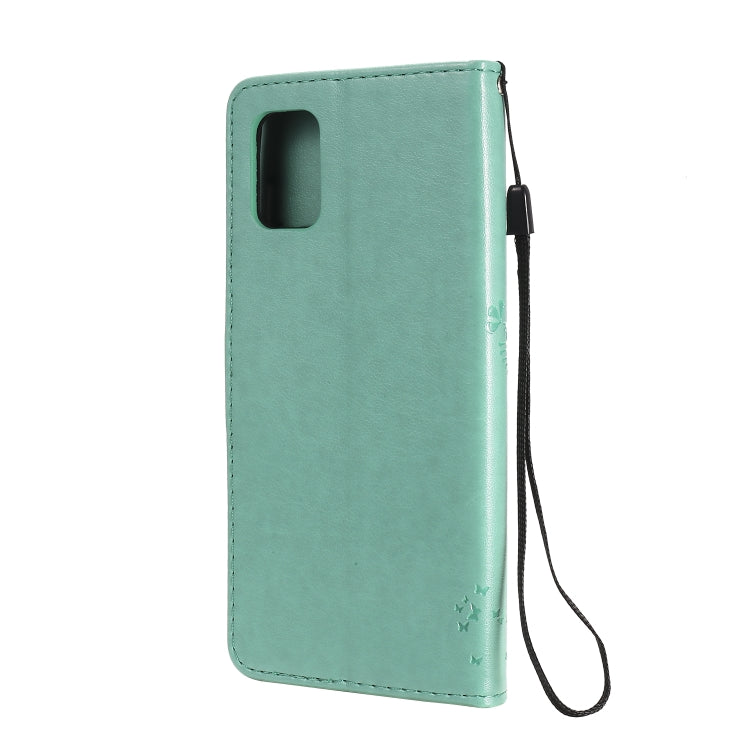 Custodia in pelle a ribalta orizzontale con motivo in rilievo albero e gatto con supporto e fessure per carte, portafoglio e cordino, For Samsung Galaxy A31, For Samsung Galaxy A41