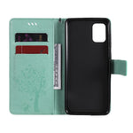 Custodia in pelle a ribalta orizzontale con motivo in rilievo albero e gatto con supporto e fessure per carte, portafoglio e cordino, For Samsung Galaxy A31, For Samsung Galaxy A41