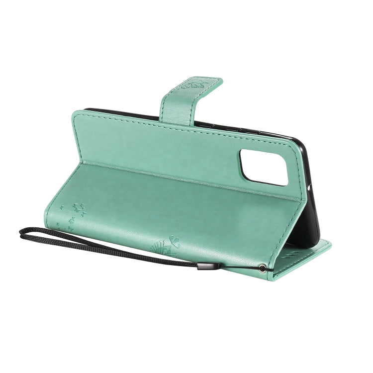 Custodia in pelle a ribalta orizzontale con motivo in rilievo albero e gatto con supporto e fessure per carte, portafoglio e cordino, For Samsung Galaxy A31, For Samsung Galaxy A41