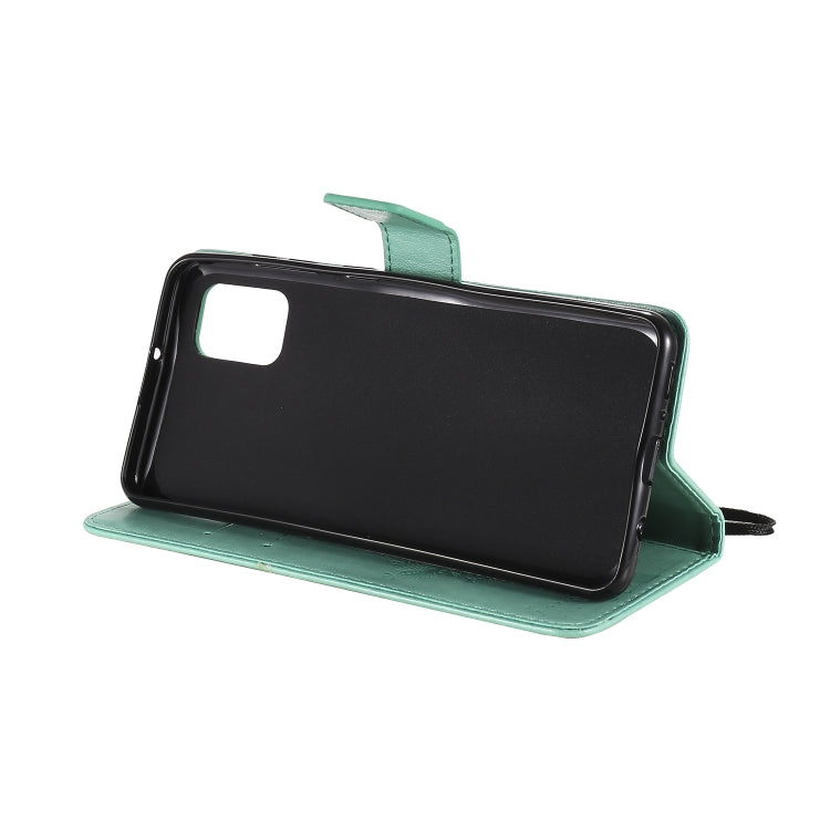 Custodia in pelle a ribalta orizzontale con motivo in rilievo albero e gatto con supporto e fessure per carte, portafoglio e cordino, For Samsung Galaxy A31, For Samsung Galaxy A41
