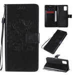 Custodia in pelle a ribalta orizzontale con motivo in rilievo albero e gatto con supporto e fessure per carte, portafoglio e cordino, For Samsung Galaxy A31, For Samsung Galaxy A41