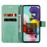 Custodia in pelle a ribalta orizzontale con motivo in rilievo albero e gatto con supporto e fessure per carte, portafoglio e cordino, For Samsung Galaxy A51 5G, For Samsung Galaxy A71 5G