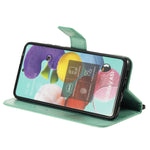 Custodia in pelle a ribalta orizzontale con motivo in rilievo albero e gatto con supporto e fessure per carte, portafoglio e cordino, For Samsung Galaxy A51 5G, For Samsung Galaxy A71 5G