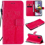 Custodia in pelle a ribalta orizzontale con motivo in rilievo albero e gatto con supporto e fessure per carte, portafoglio e cordino, For Samsung Galaxy A51 5G, For Samsung Galaxy A71 5G