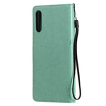 Custodia in pelle a ribalta orizzontale con motivo in rilievo albero e gatto con supporto e fessure per carte, portafoglio e cordino, For Sony Xperia L4, For Sony Xperia 10 II