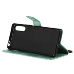 Custodia in pelle a ribalta orizzontale con motivo in rilievo albero e gatto con supporto e fessure per carte, portafoglio e cordino, For Sony Xperia L4, For Sony Xperia 10 II