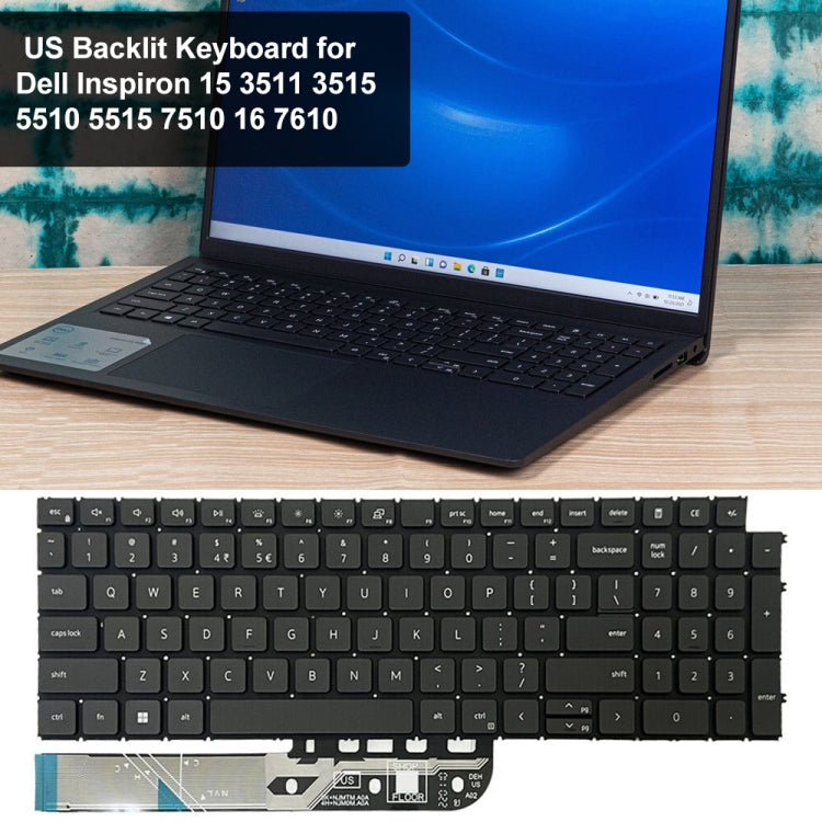 US Version Backlit Laptop Keyboard, For Dell Inspiron 15-3511 3515 5510 7510 16-7610, For Dell Vostro 5310 5320 5410 Latitude 3320 3420, For Dell Latitude 5520 5521 Precision 3560 3561, For Dell Latitude 7300 5300 5200