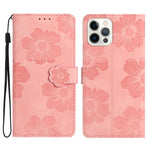 Custodia per cellulare in pelle con motivo floreale in rilievo, For iPhone 16, For iPhone 15 Pro Max, For iPhone 15 Pro, For iPhone 15 Plus