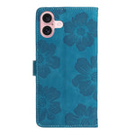 Custodia per cellulare in pelle con motivo floreale in rilievo, For iPhone 16, For iPhone 15 Pro Max, For iPhone 15 Pro, For iPhone 15 Plus